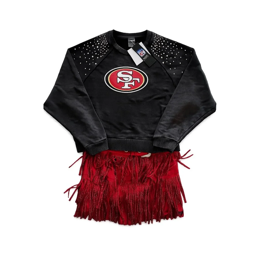 Gameday Couture NFL San Francisco 49ers Studded Raglan Sweater Black Small NWT